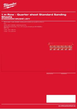 MILWAUKEE Standard Sanding Sheets for Orbital Sanders Gen II 4932493505 A4 PDF