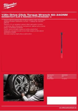 MILWAUKEE Momentový klíč s ráčnou a čtyřhranem ½″ 60 - 340 NM 4932500825 A4 PDF