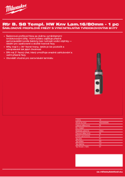 MILWAUKEE Šablonová fréza s tvrdokovovými břity pro laminát, stopka 8 mm, 16 / 80 mm – 1 ks 4932500949 A4 PDF