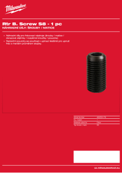 MILWAUKEE Šroub pro stopku 8 mm – 1 ks 4932501179 A4 PDF