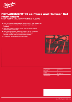 MILWAUKEE Náhradní pěnová vložka pro 14dílnou sadu kleští a kladiva 4932500766 A4 PDF