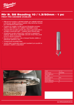 MILWAUKEE Fréza pro ozdobné zaoblení se stopkou 8 mm, 10 / 1,3 / 50 mm – 1 ks 4932500962 A4 PDF