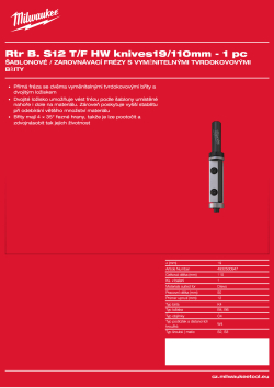 MILWAUKEE Šablonová a zarovnávací fréza s tvrdokovovými břity, stopka 12 mm, 19 / 110 mm – 1 ks 4932500947 A4 PDF