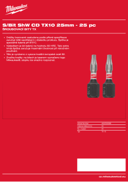 MILWAUKEE CD Tic Tac TX10 x 25 mm - 25 ks 4932500398 A4 PDF