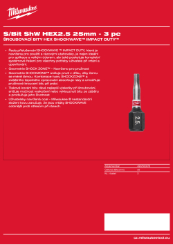 MILWAUKEE Shockwave bits Hex 4932500378 A4 PDF