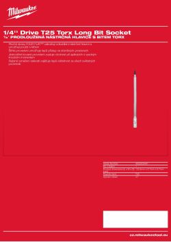 MILWAUKEE 1/4'' Drive Torx Long Bit Socket 4932500441 A4 PDF