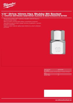 MILWAUKEE 1/4'' Drive Hex Stubby Bit Socket 4932500482 A4 PDF