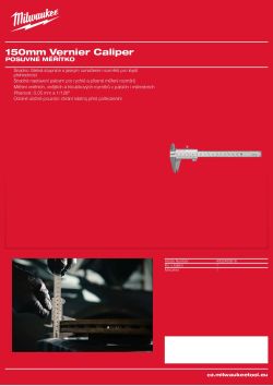 MILWAUKEE Posuvné měřítko 150 mm 4932493818 A4 PDF