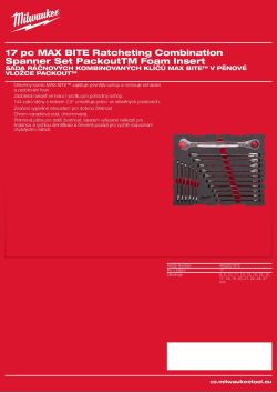 MILWAUKEE Sada ráčnových kombinovaných klíčů MAX BITE™ v pěnové vložce PACKOUT™ 17 ks 4932501872 A4 PDF