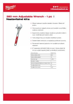 MILWAUKEE 380 mm nastavitelný klíč 48227415 A4 PDF