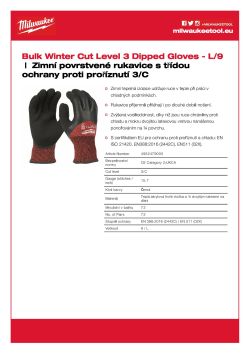 MILWAUKEE Zimní Rukavice CutC - 9/L – 72 párů 4932479005 A4 PDF