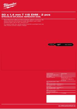 MILWAUKEE Metal: Special application stainless steel 4932373394 A4 PDF