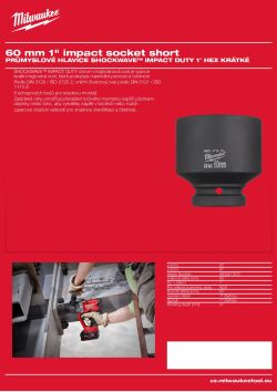 MILWAUKEE Průmyslová hlavice SHOCKWAVE™ IMPACT DUTY 1″ HEX 60 mm krátká 4932471672 A4 PDF