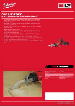 MILWAUKEE M12™ HACKZALL™ pilka na kov 4933500560 A4 PDF