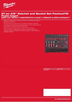 MILWAUKEE Sada 3/8″ ráčny a nástrčných hlavic v pěnové vložce PACKOUT™ 67 ks 4932501868 A4 PDF