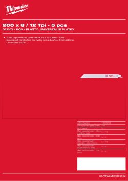 MILWAUKEE Universal Blades (Wood / Metal / Plastic) 48005093 A4 PDF