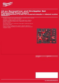 MILWAUKEE Sada šroubováků a kleští na pojistné kroužky v pěnové vložce PACKOUT™ 44 ks 4932501876 A4 PDF