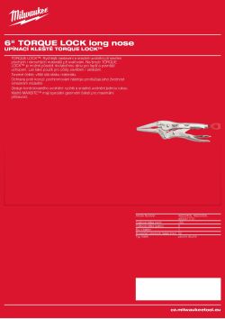 MILWAUKEE Upínací kleště 6″ TORQUE LOCK™ ploché dlouhé 48223506 A4 PDF