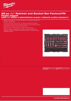 MILWAUKEE Sada 1/4″ ráčny a nástrčných hlavic v pěnové vložce PACKOUT™ 68 ks 4932501867 A4 PDF