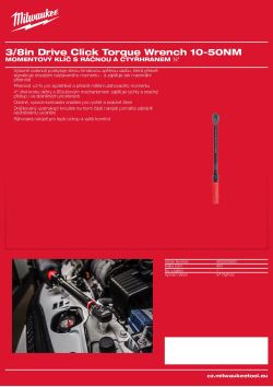 MILWAUKEE Momentový klíč s ráčnou a čtyřhranem ⅜″ 10 - 50 NM 4932500850 A4 PDF