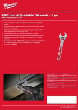 MILWAUKEE 250 mm nastavitelný klíč 48227410 A4 PDF