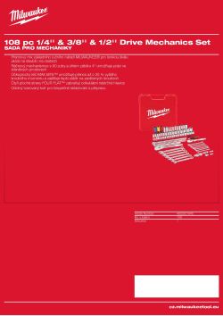 MILWAUKEE Sada pro mechaniky ¼″, ⅜″ a ½″, 108 ks 4932501845 A4 PDF