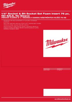 MILWAUKEE 1/4 Socket & Bit Socket Set Foam Insert 4932499708 A4 PDF