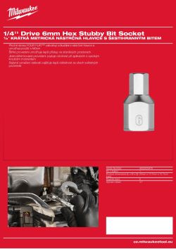 MILWAUKEE 1/4'' Drive Hex Stubby Bit Socket 4932500478 A4 PDF