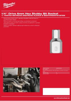 MILWAUKEE 1/4'' Drive Hex Stubby Bit Socket 4932500478 A4 PDF