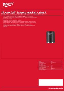 MILWAUKEE Průmyslová hlavice Shockwave ⅜ ″ HEX  19 mm krátká 4932478018 A4 PDF