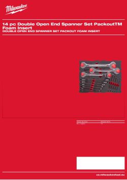MILWAUKEE Double Open End Spanner Set Packout Foam Insert 4932501874 A4 PDF