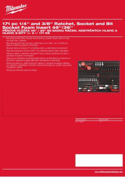 MILWAUKEE Pěnová vložka 46" / 36" se sadou ráčen, nástrčných hlavic a hlavic s bity ¼″ a ⅜″ 171 ks 4932502080 A4 PDF