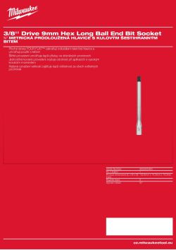 MILWAUKEE 3/8'' Drive Hex Long Ball End Bit Socket 4932500460 A4 PDF