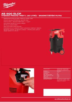 MILWAUKEE Vysavač prachu třídy L (50 litrů) s automatickým čištění filtru 4933416070 A4 PDF