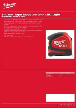 MILWAUKEE Svinovací metr s LED 3 m/ 10 ft 48226601 A4 PDF