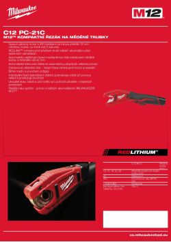 MILWAUKEE M12™ řezák na měděné trubky 4933411090 A4 PDF
