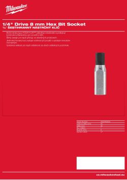 MILWAUKEE ¼″ nástrčný klíč Hex 8 mm 4932480829 A4 PDF