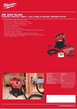 MILWAUKEE Vysavač prachu třídy L (30 litrů) s autom. čištění filtru 4933428455 A4 PDF