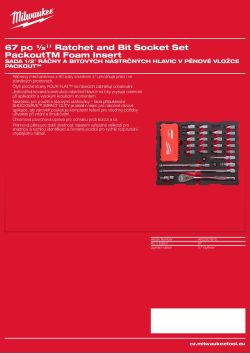 MILWAUKEE Sada 1/2″ ráčny a bitových nástrčných hlavic v pěnové vložce PACKOUT™ 67 ks 4932501870 A4 PDF