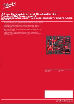 MILWAUKEE Sada šroubováků a kleští na pojistné kroužky v pěnové vložce PACKOUT™ 44 ks 4932501876 A4 PDF