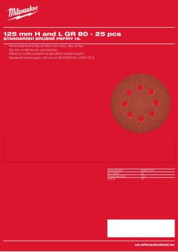 MILWAUKEE Standard Sanding Sheets for Random Orbital Sanders 4932371397 A4 PDF