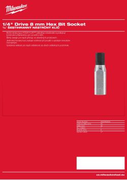 MILWAUKEE ¼″ nástrčný klíč Hex 8 mm 4932480829 A4 PDF