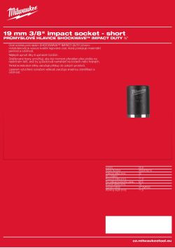 MILWAUKEE Průmyslová hlavice Shockwave ⅜ ″ HEX  19 mm krátká 4932478018 A4 PDF