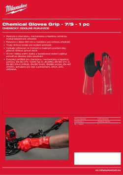 MILWAUKEE Chemicky odolné rukavice - 7/S - 1 pár 4932493228 A4 PDF