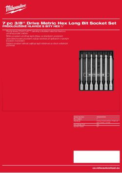 MILWAUKEE Sada prodloužených hlavic s bity HEX ⅜″ 7 ks 4932500435 A4 PDF