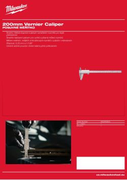 MILWAUKEE Posuvné měřítko 200 mm 4932493925 A4 PDF
