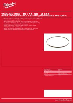 MILWAUKEE Bandsaw blade 1139.83 mm blade length 48390551 A4 PDF