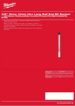 MILWAUKEE 3/8'' Drive Hex Long Ball End Bit Socket 4932500461 A4 PDF