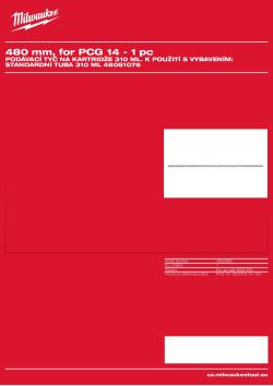MILWAUKEE Kompletní dlouhá podávací tyč (délka 480 mm). K použití s 48081090 49520660 A4 PDF