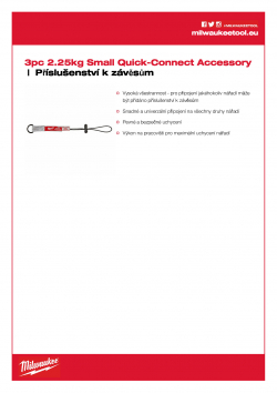 MILWAUKEE Tool Lanyard Accessory Malé QUICK-CONNECT™ příslušenství 2,2 kg 4932471430 A4 PDF